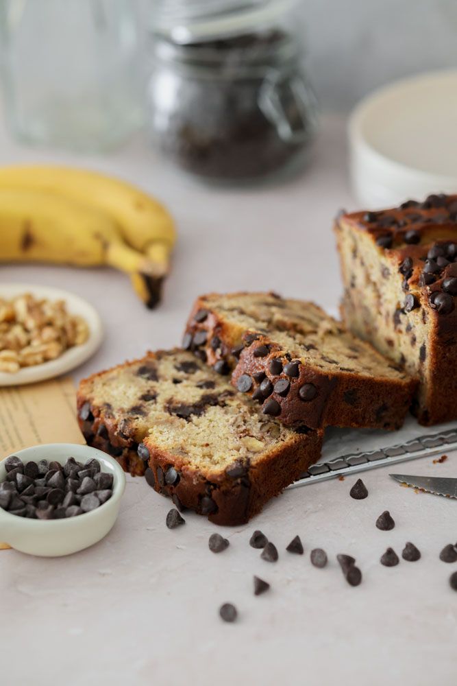 Receta de budín de banana y chocolate