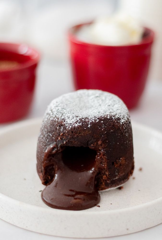 Chocolate lava cake, an individual dessert with a molten chocolate center
